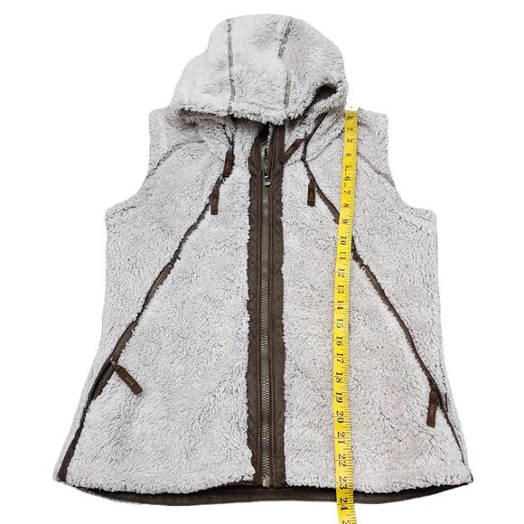 Kuhl Flight Vest Tan and Brown Faux Fur Hooded Pockets Full Zip Vest Size M - Picture 6 of 11